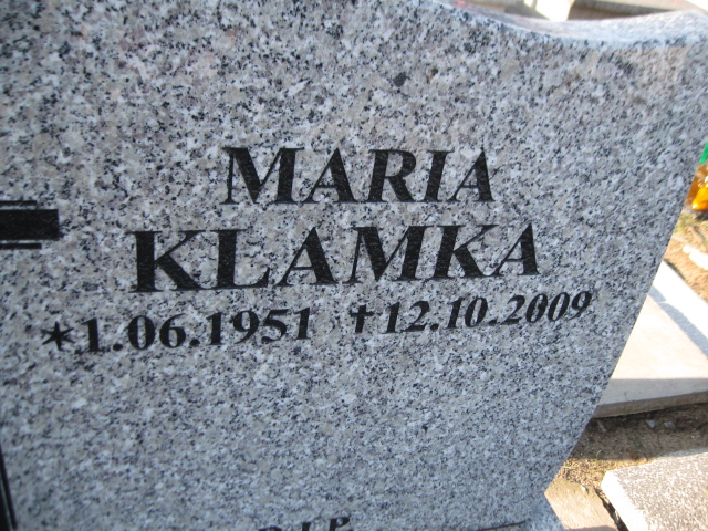 Maria Klamka 1951 Sosnowiec Wniebowzięcia NMP - Grobonet - Wyszukiwarka osób pochowanych