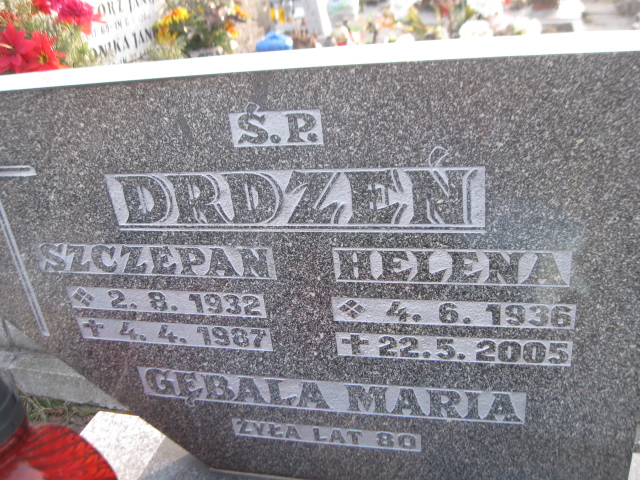 Helena Drdzeń 1936 Sosnowiec Wniebowzięcia NMP - Grobonet - Wyszukiwarka osób pochowanych