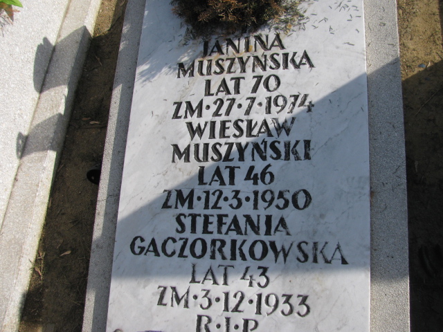 Janina Muszyńska Sosnowiec Wniebowzięcia NMP - Grobonet - Wyszukiwarka osób pochowanych